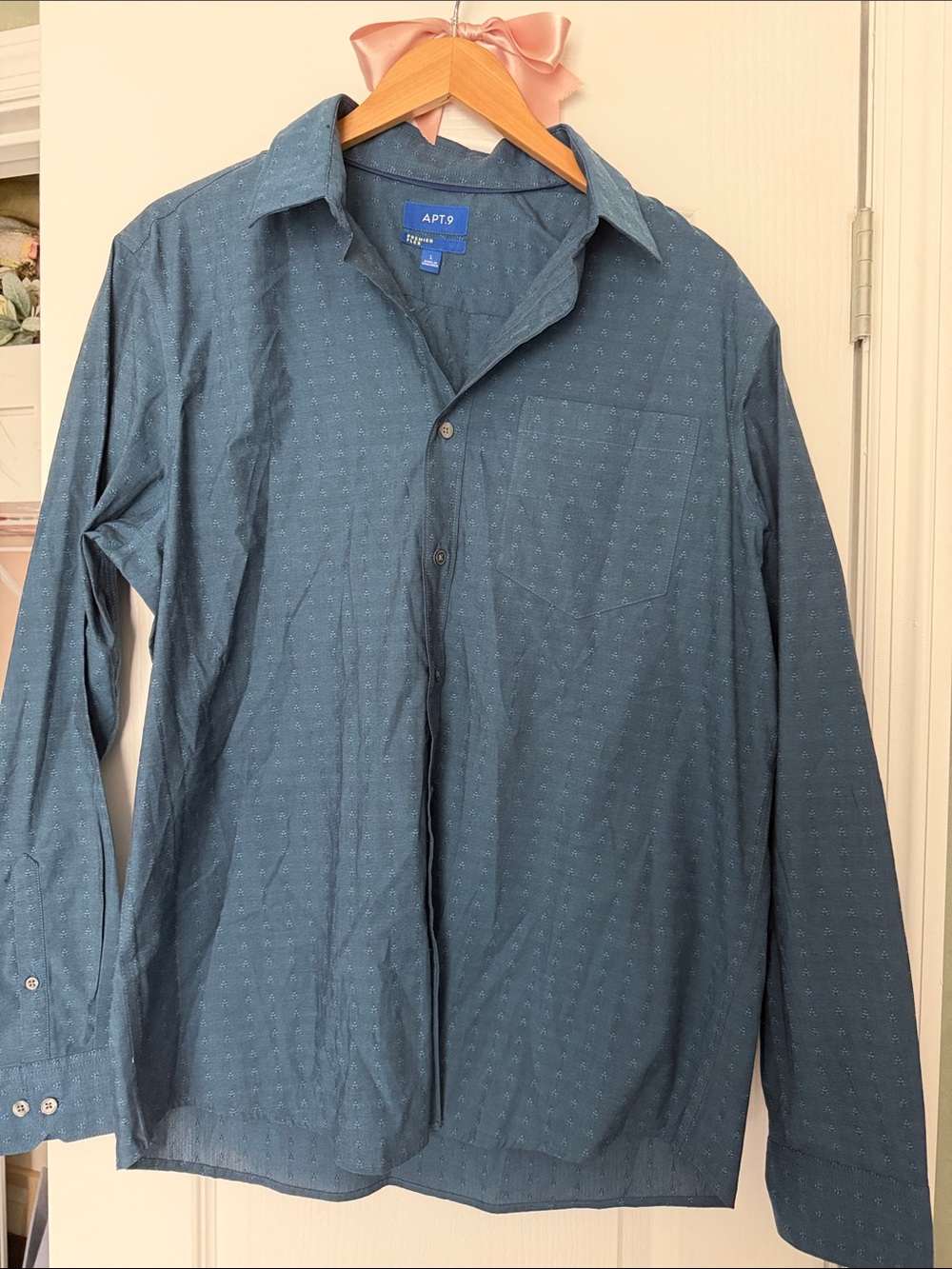 Apt. 9 Dark Blue Microdot Button-Up Shirt